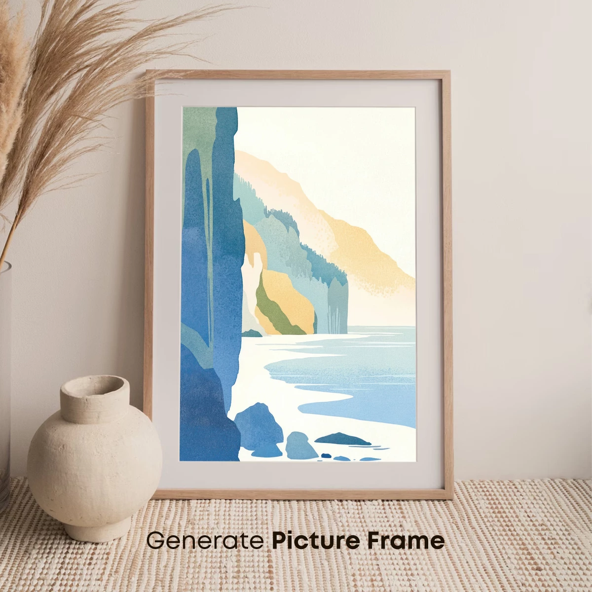 Cliffside Serenity: Coastal Calm in Abstract Layers - Image 7