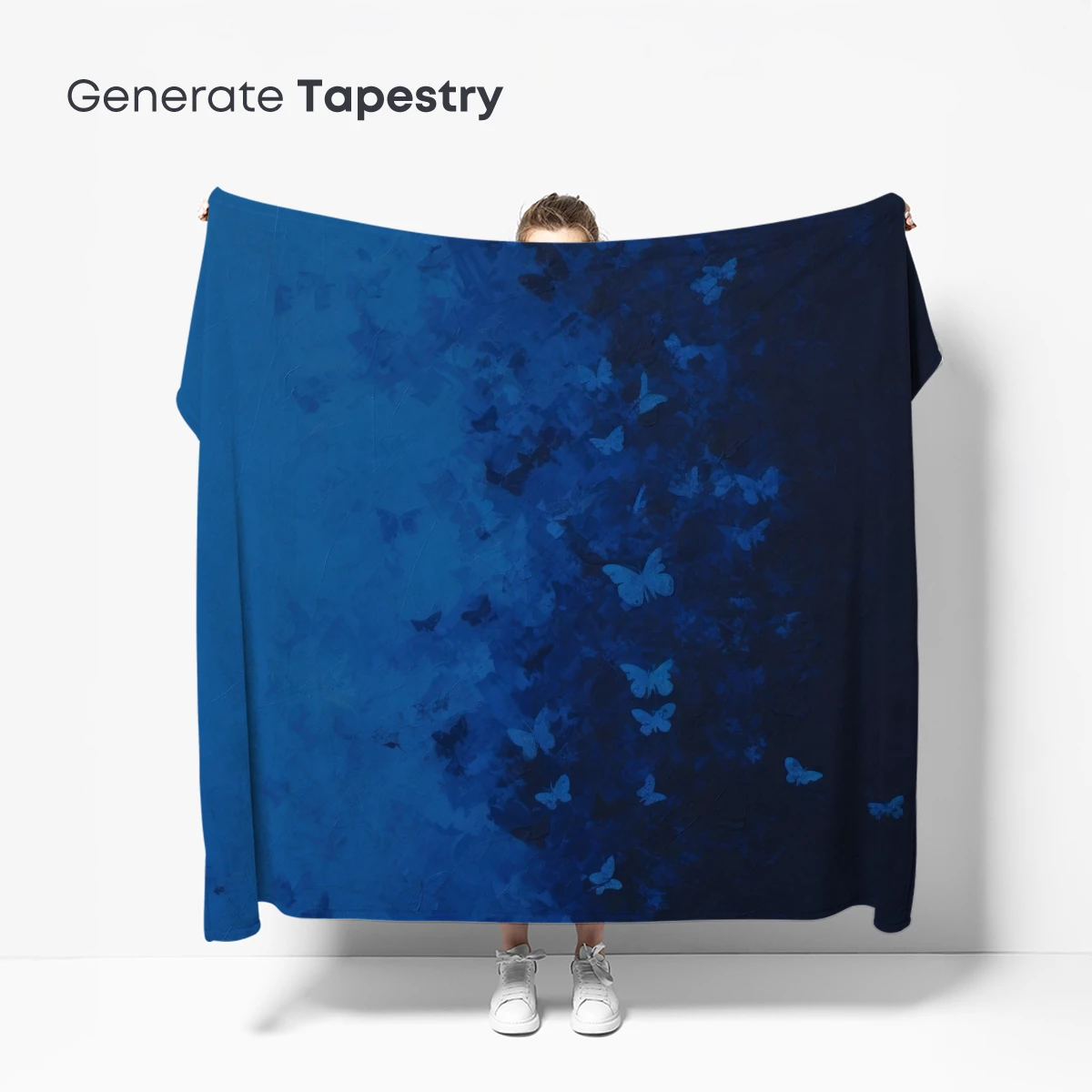 Blue Butterfly Cascade: Ephemeral Wings in Midnight Hues - Image 5