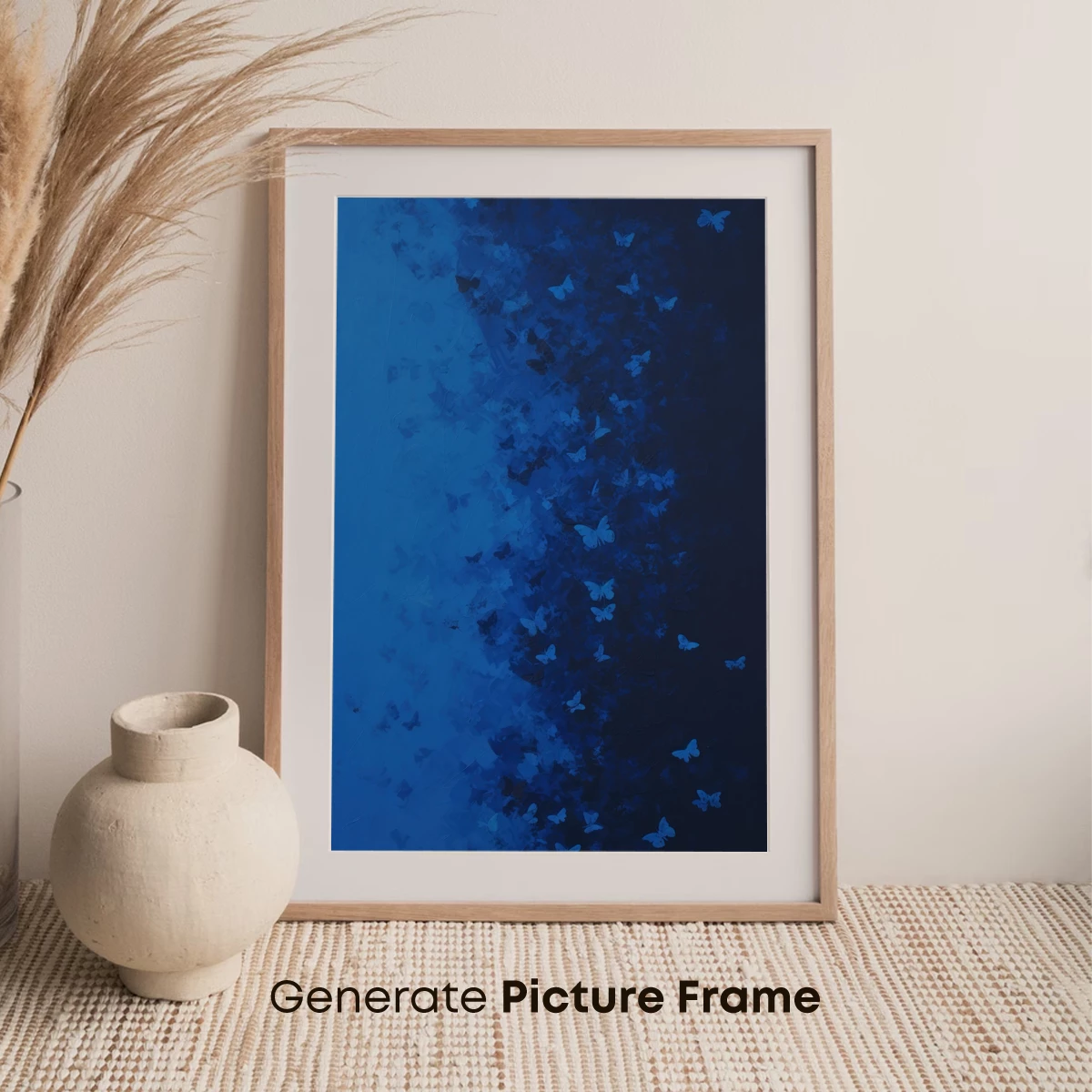 Blue Butterfly Cascade: Ephemeral Wings in Midnight Hues - Image 7