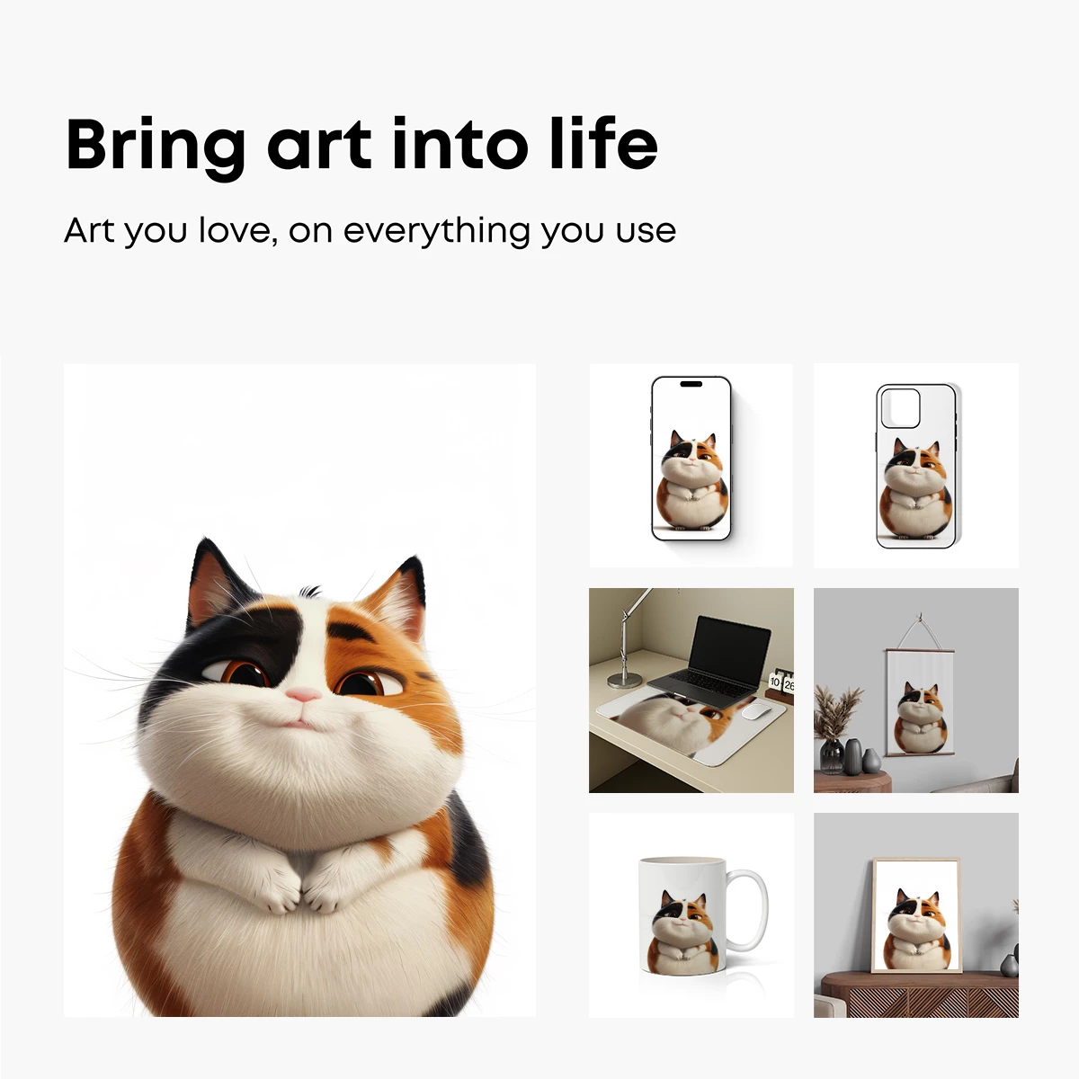 Chubby Calico Cat: Fluffy Charm in 3D Artistry - Image 2