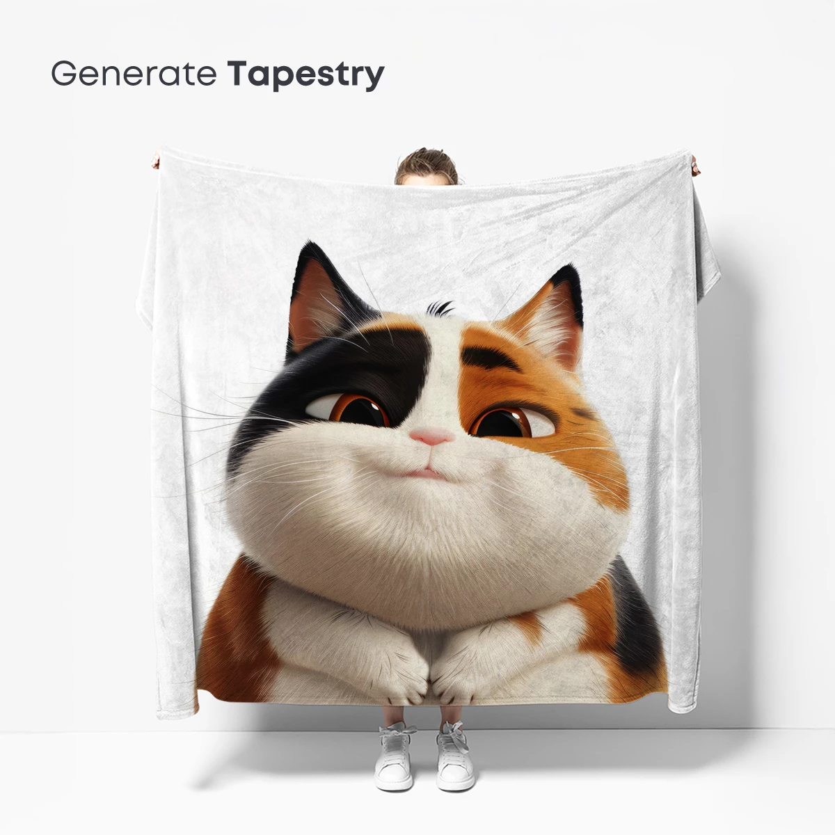 Chubby Calico Cat: Fluffy Charm in 3D Artistry - Image 5
