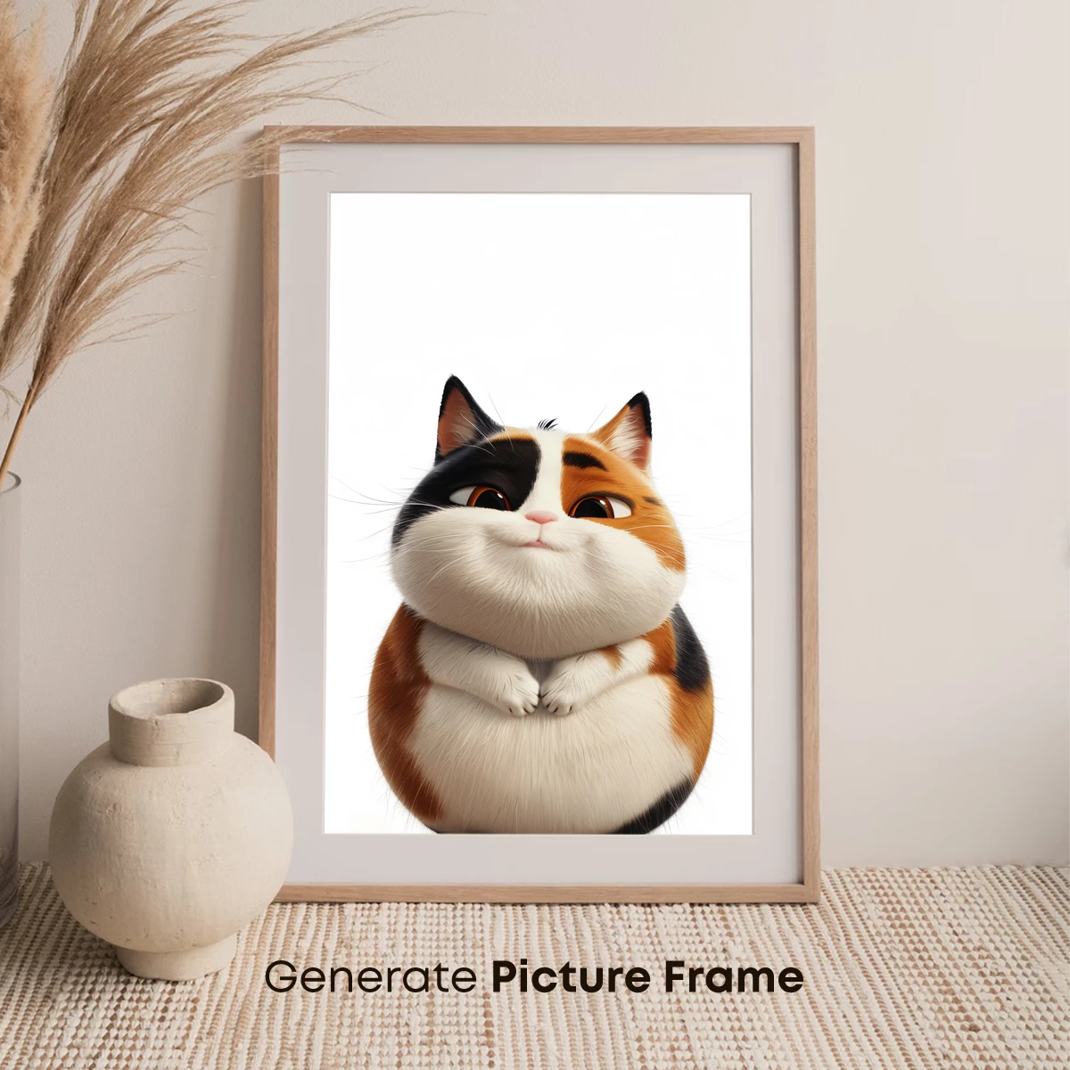 Chubby Calico Cat: Fluffy Charm in 3D Artistry - Image 7