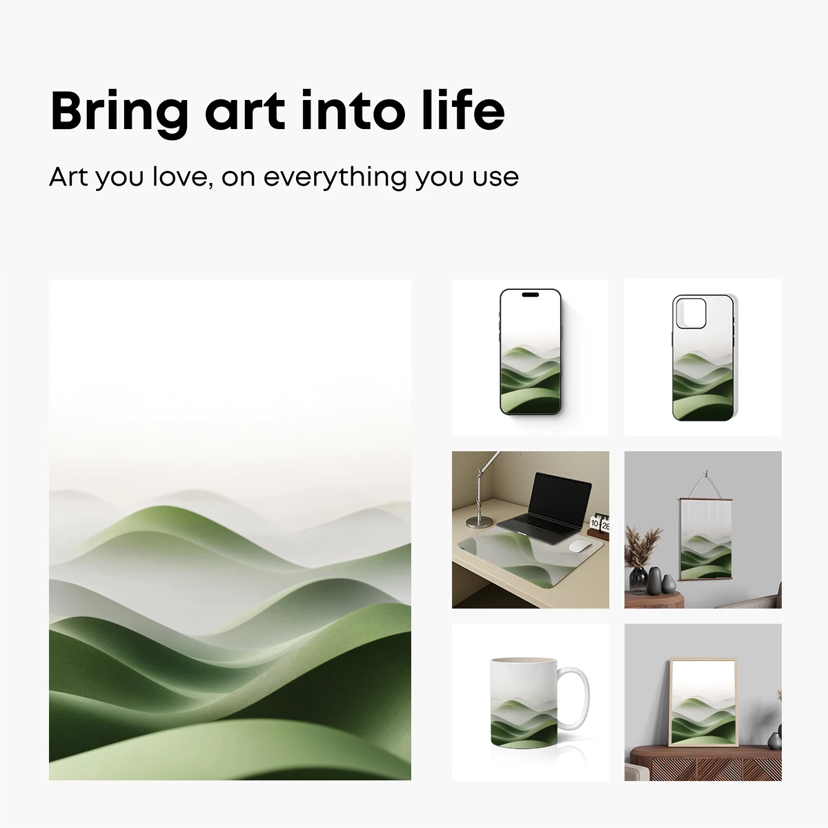 Ethereal Green Waves: A Digital Zen Landscape