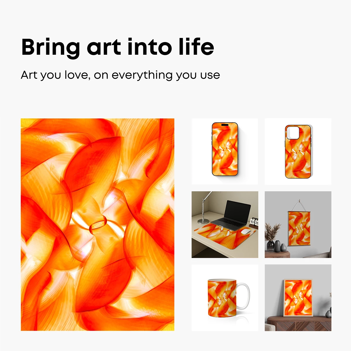 Fiery Petal Symphony: Abstract Floral Fusion - Image 2