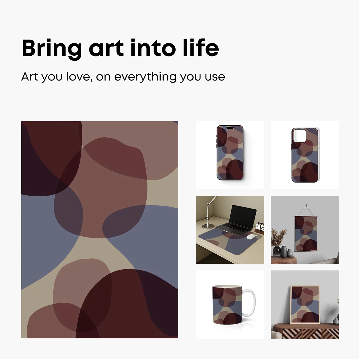 Abstract Fusion: Earthy Tones and Fluid Shapes - Image 2