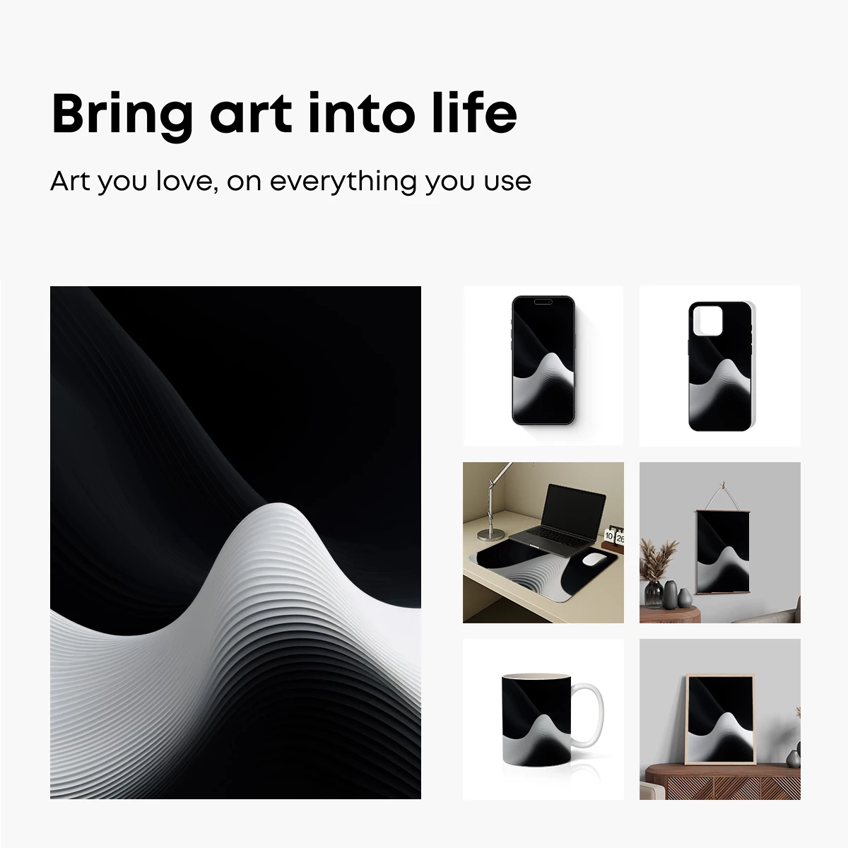 Elegant Monochrome Waves: A Study in Contrast and Flow - Image 2