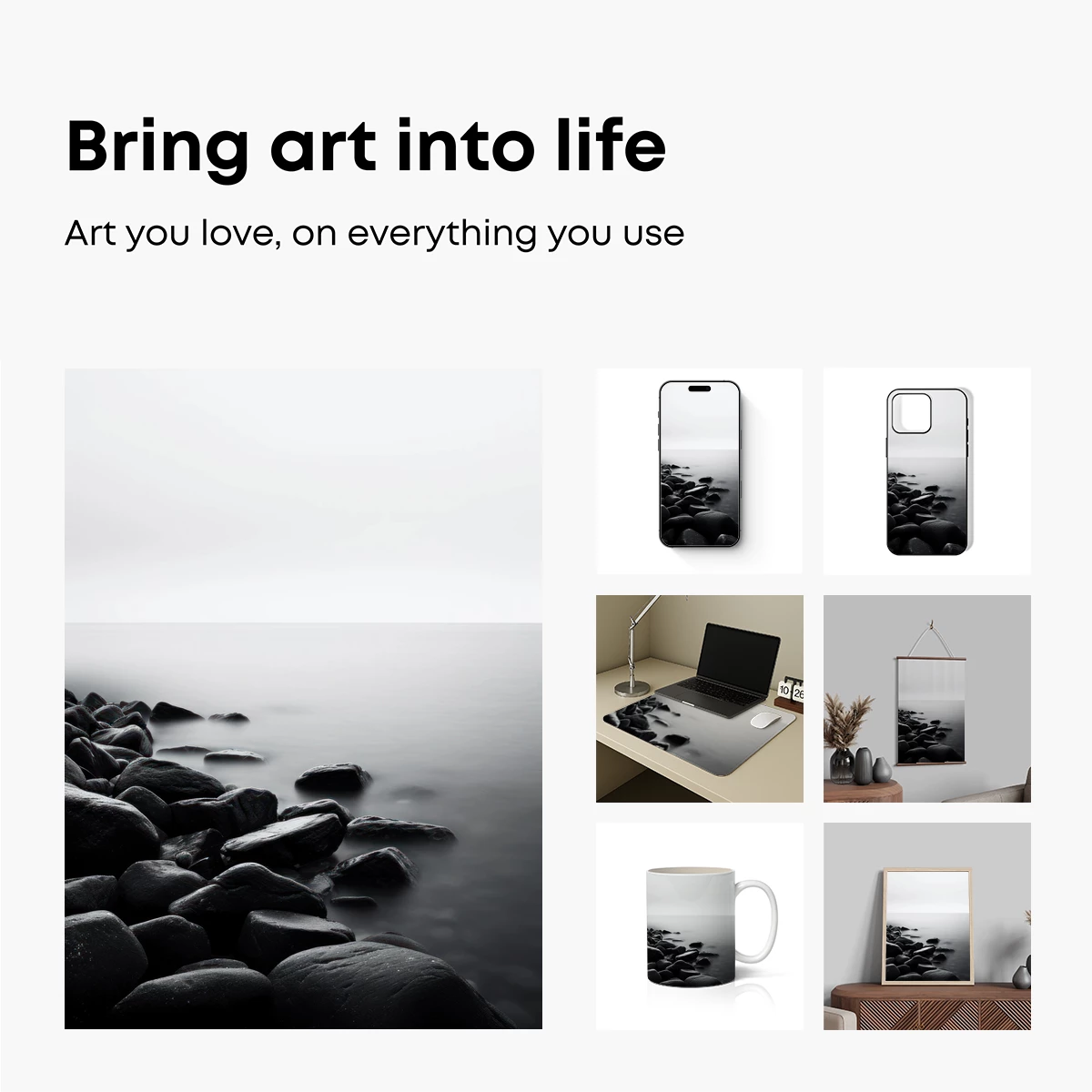 Eternal Shoreline: Misty Rocks and Calm Waters - Image 2