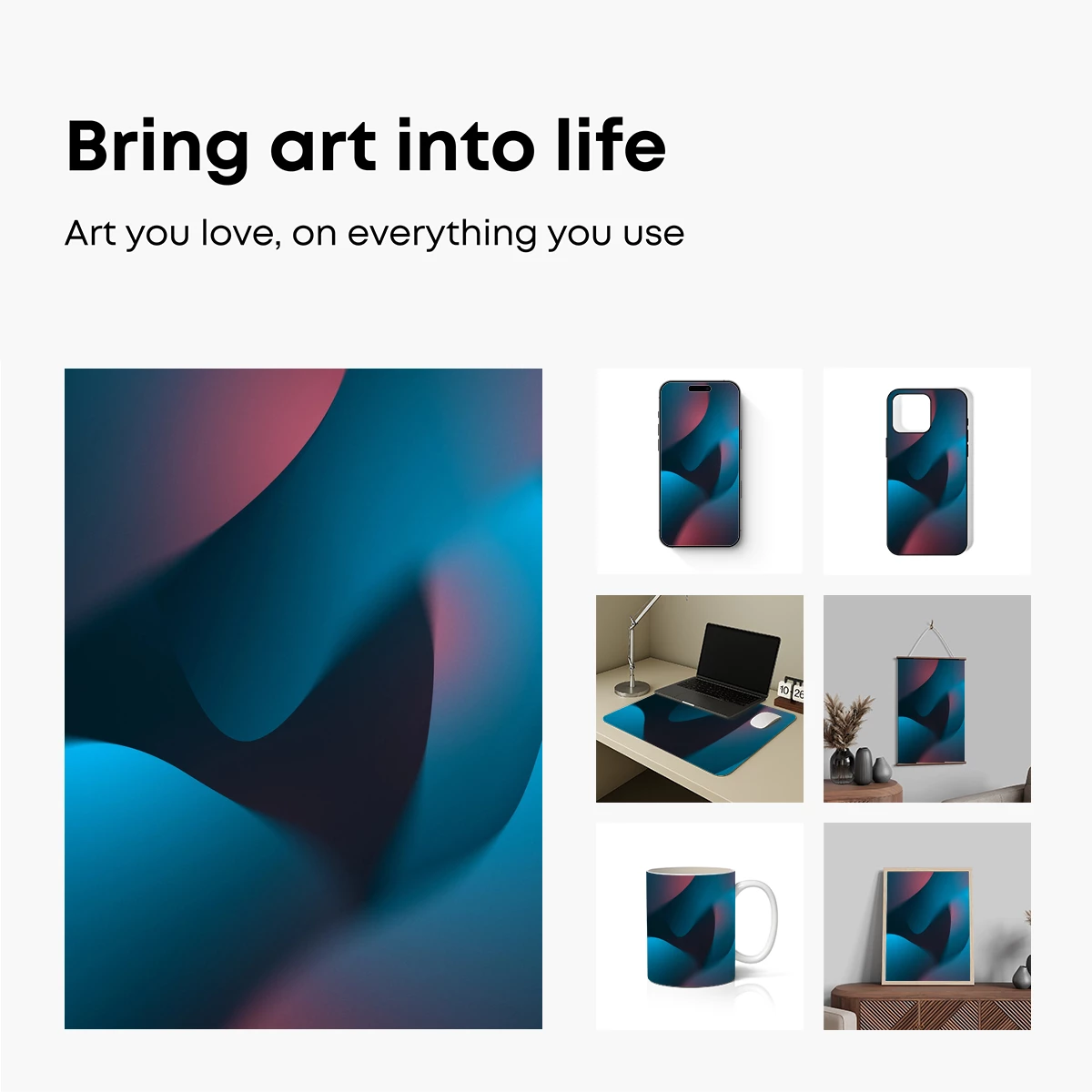 Fluid Chromatics: Teal and Crimson Waves - Image 2