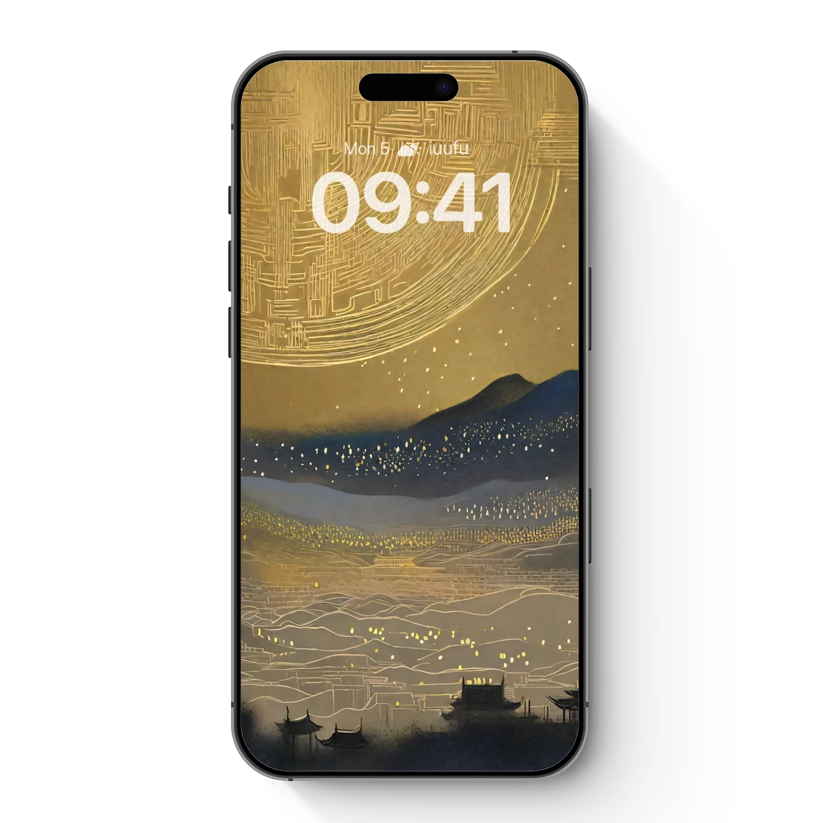 Golden Circuit Moon Over Ancient City