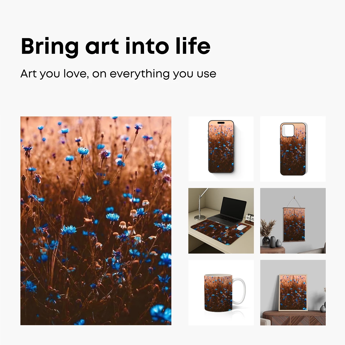 Blue Cornflower Sunset Symphony - Image 2