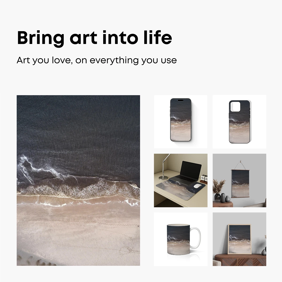 Aerial Serenity: Ocean Waves Kiss the Sandy Shore - Image 2