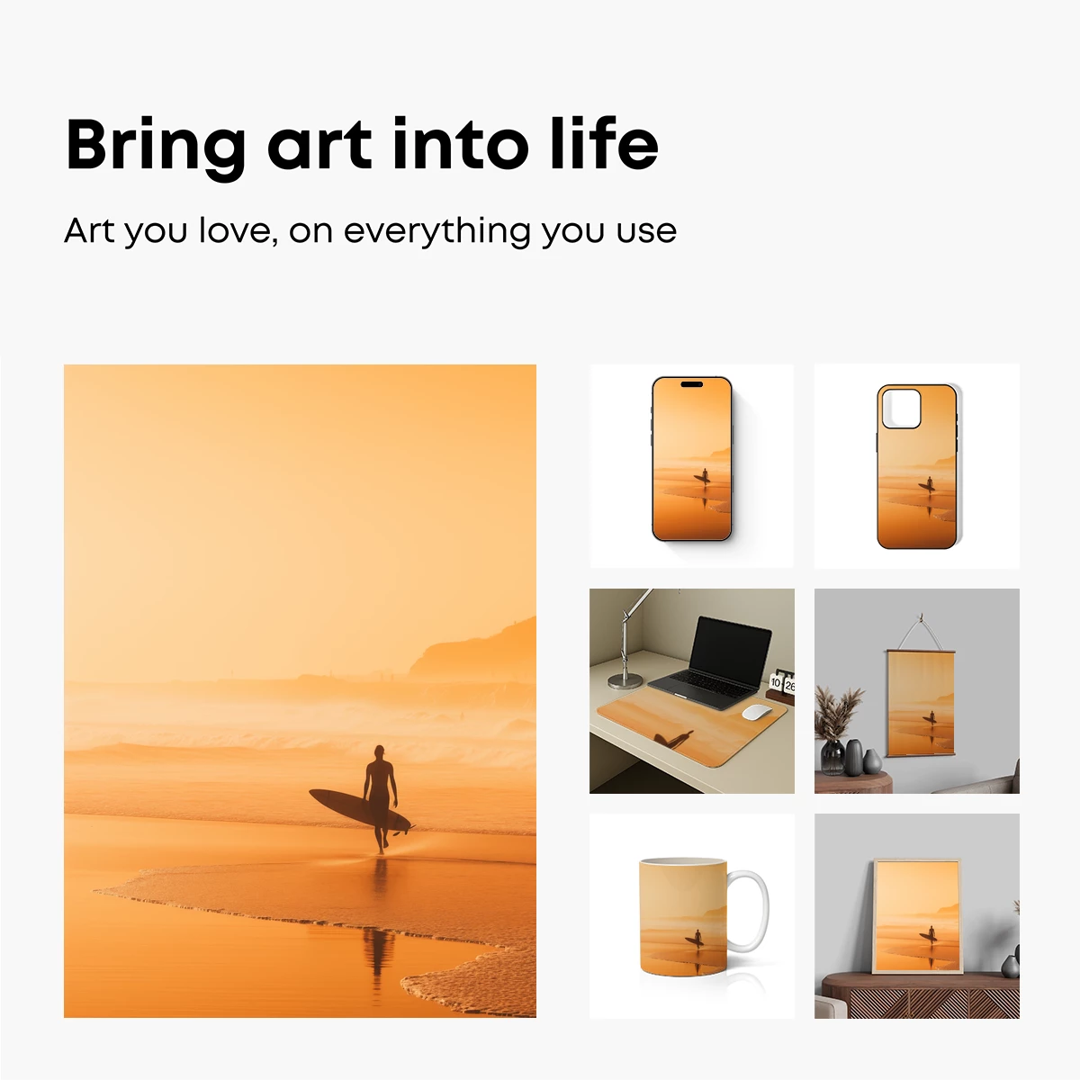 Golden Sunset Surfer Silhouette - Image 2