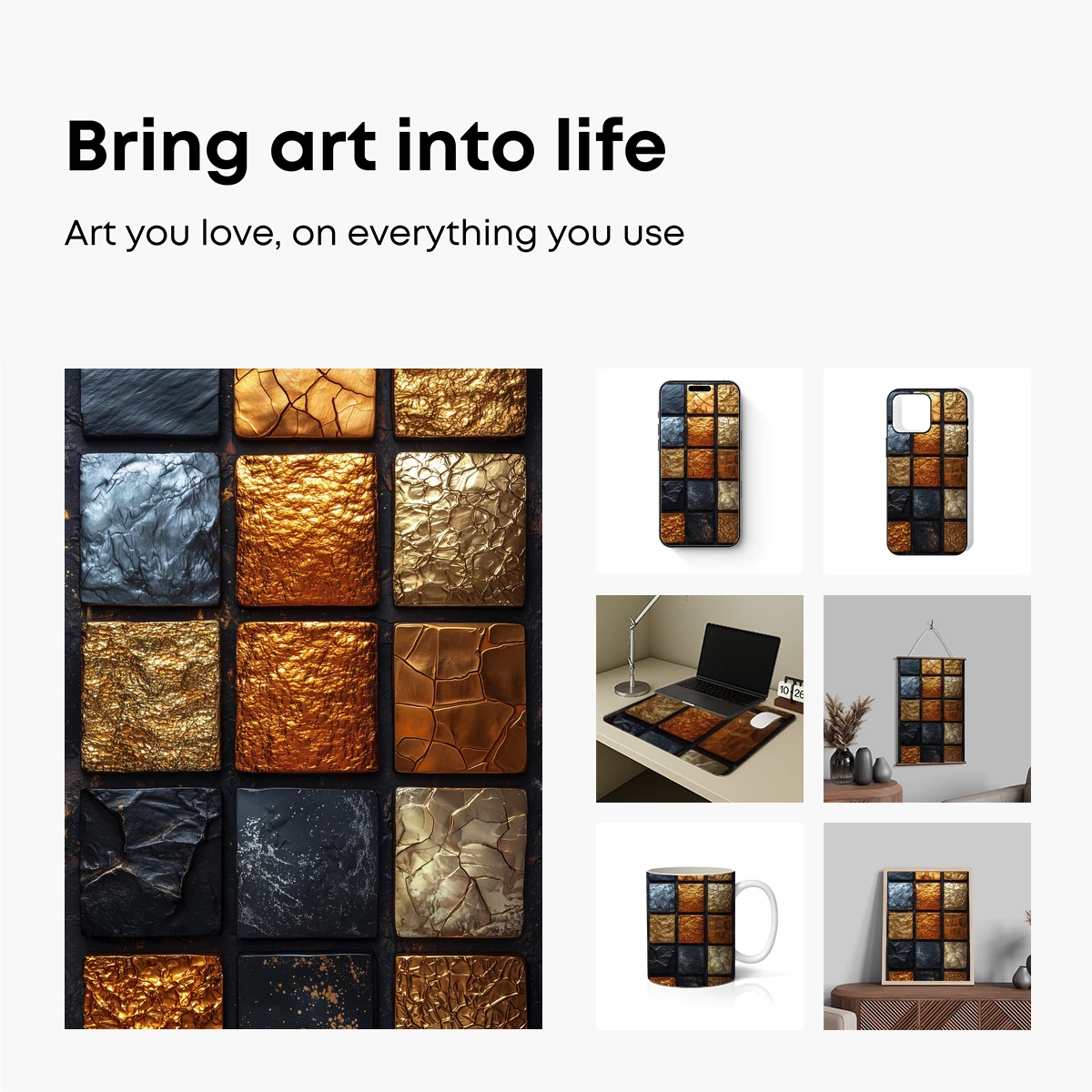 Golden Fractals: Textured Metal Artistry - Image 2