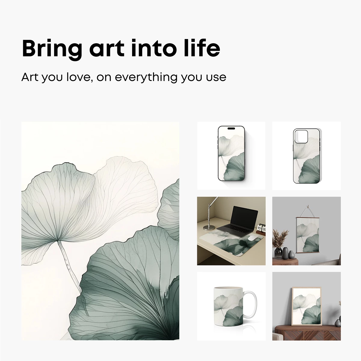 Ethereal Ginkgo Whispers: Monochromatic Botanical Art - Image 2