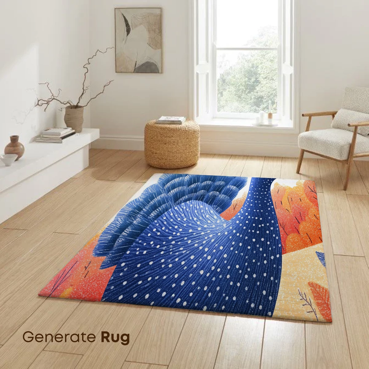 Autumnal Peacock: Polka-Dot Feathers and Falling Leaves - Image 6