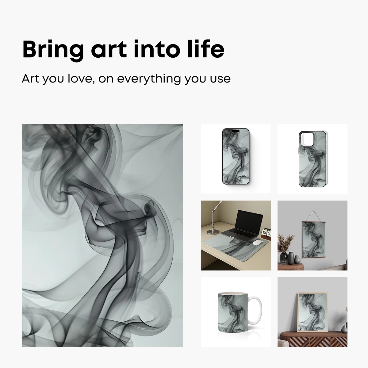 Ethereal Smoke Dance: Abstract Fluidity in Monochrome - Image 2