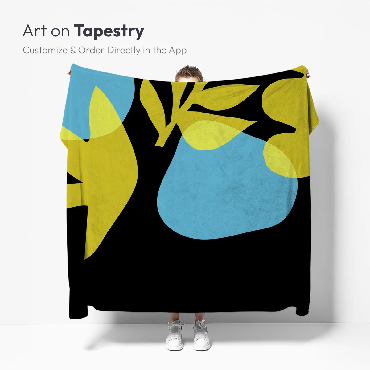 Bold Blue and Yellow Abstract Leaves - Image 5