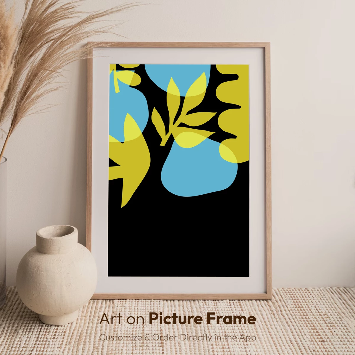 Bold Blue and Yellow Abstract Leaves - Image 7
