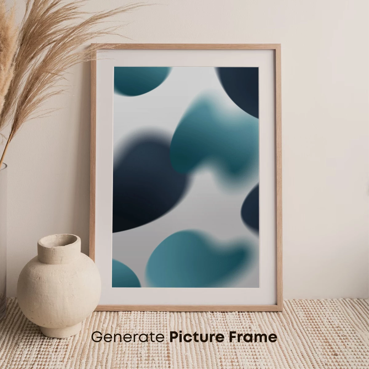 Fluid Teal Elegance: Abstract Blob Artistry - Image 7