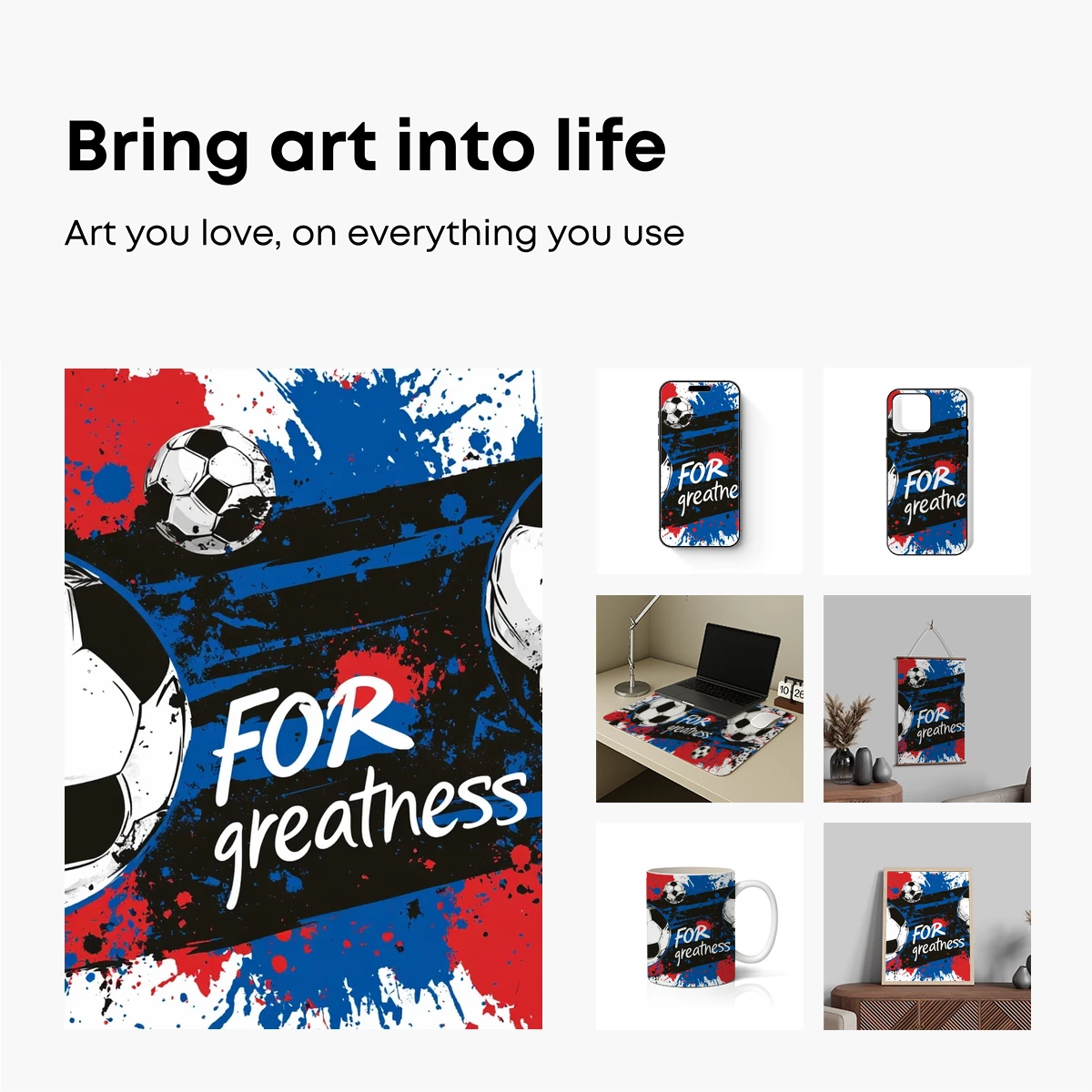Soccer Balls in Grunge Glory: 'For Greatness' Art - Image 2