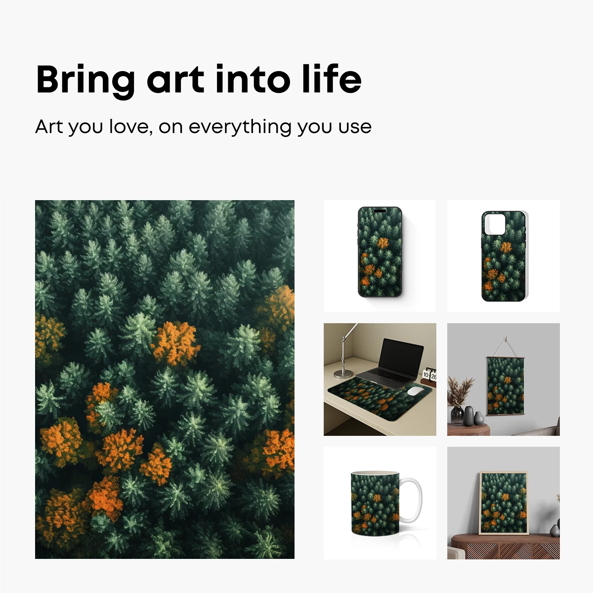 Autumn's Embrace: Pine Forest with Golden Accents - Image 2