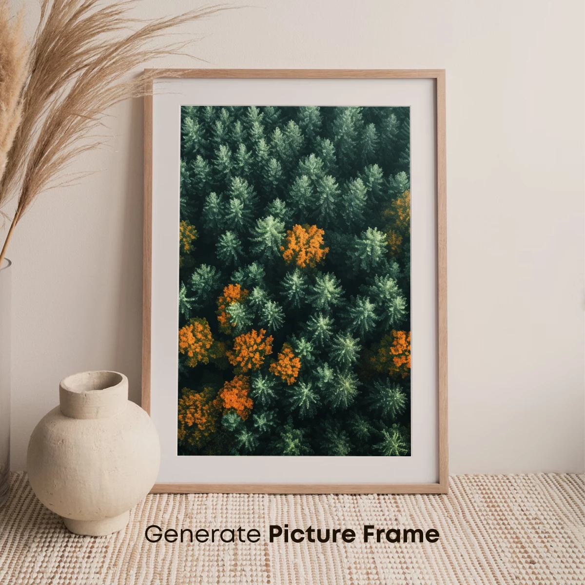 Autumn's Embrace: Pine Forest with Golden Accents - Image 7