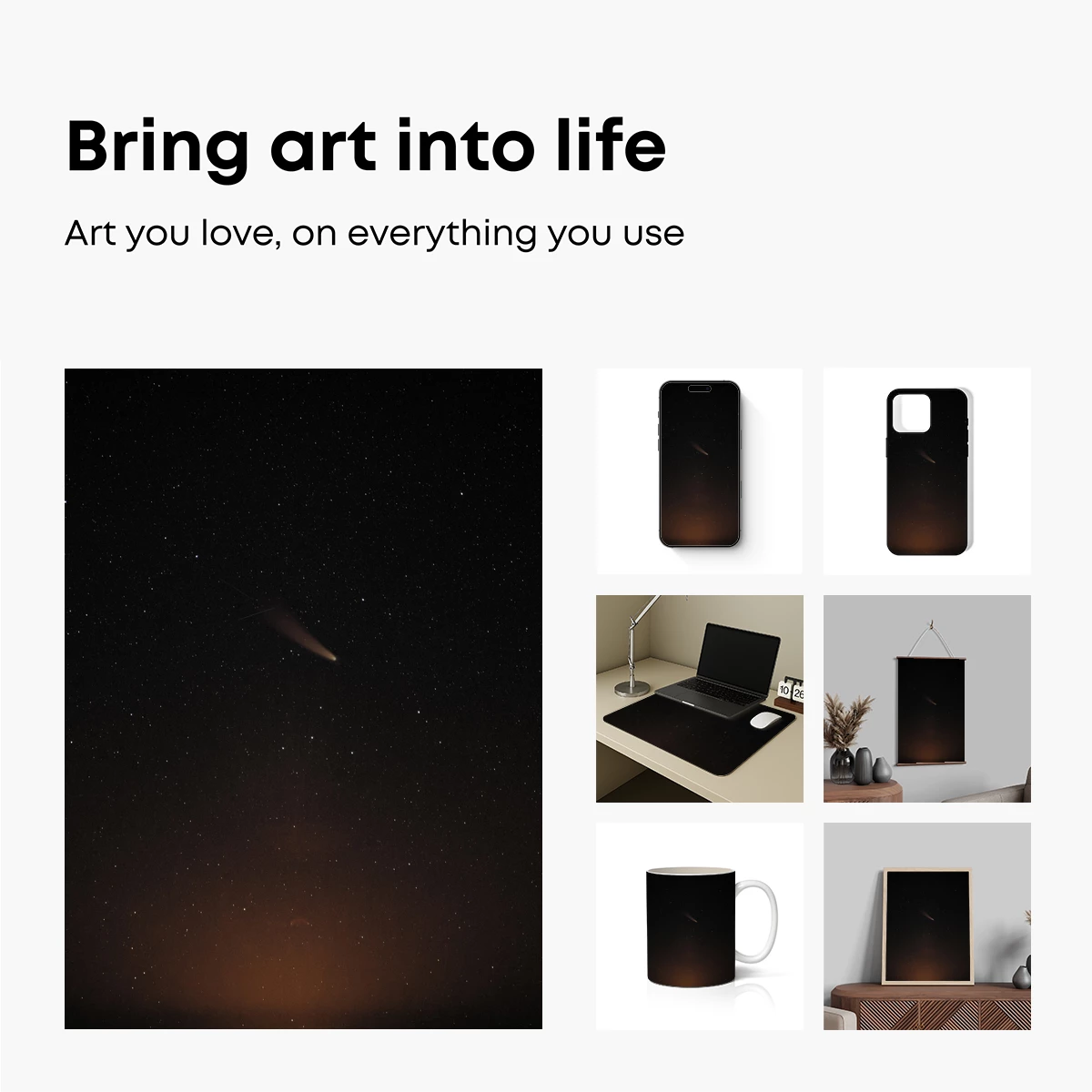 Celestial Comet in Starlit Night