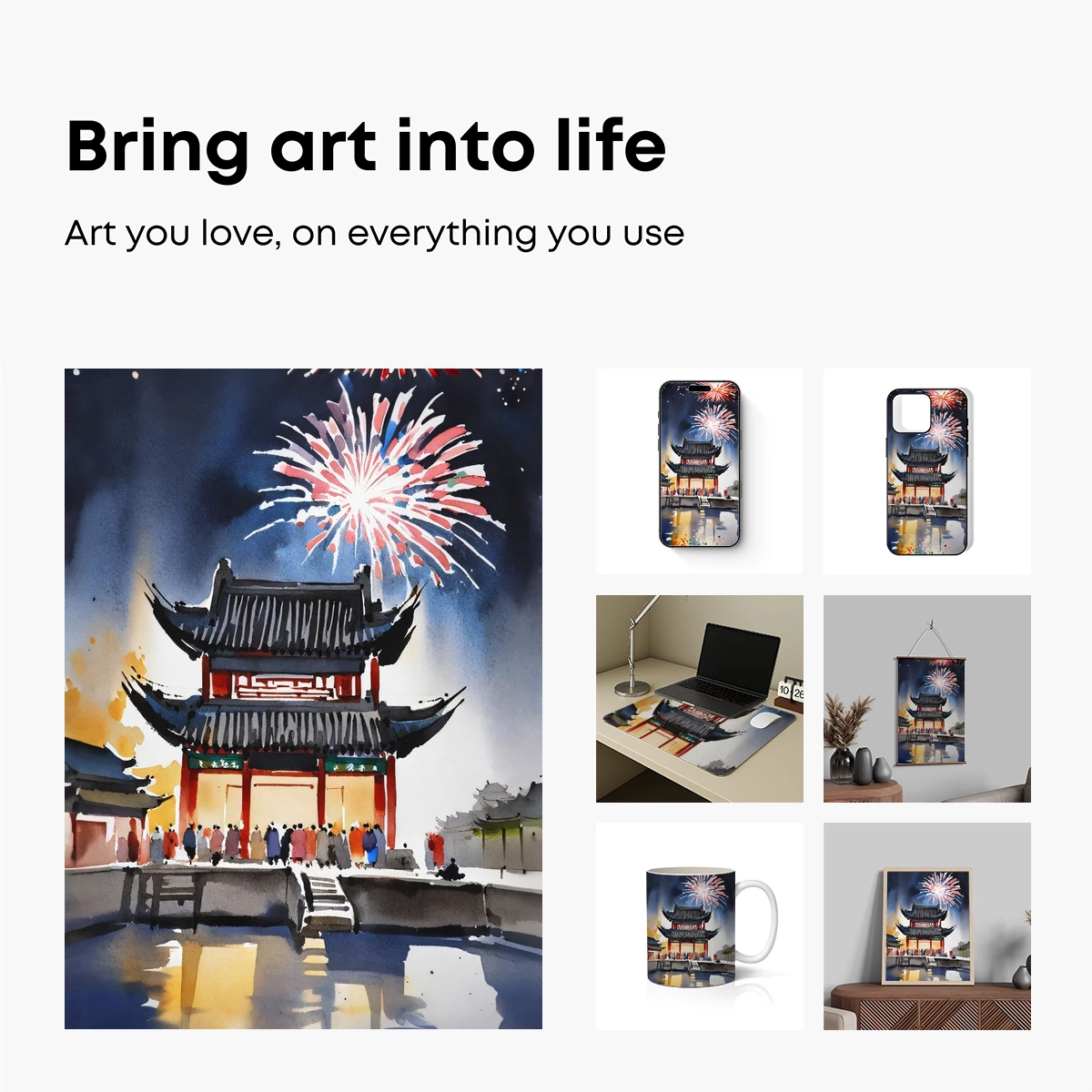 Festive Pagoda Under Fireworks - Image 2