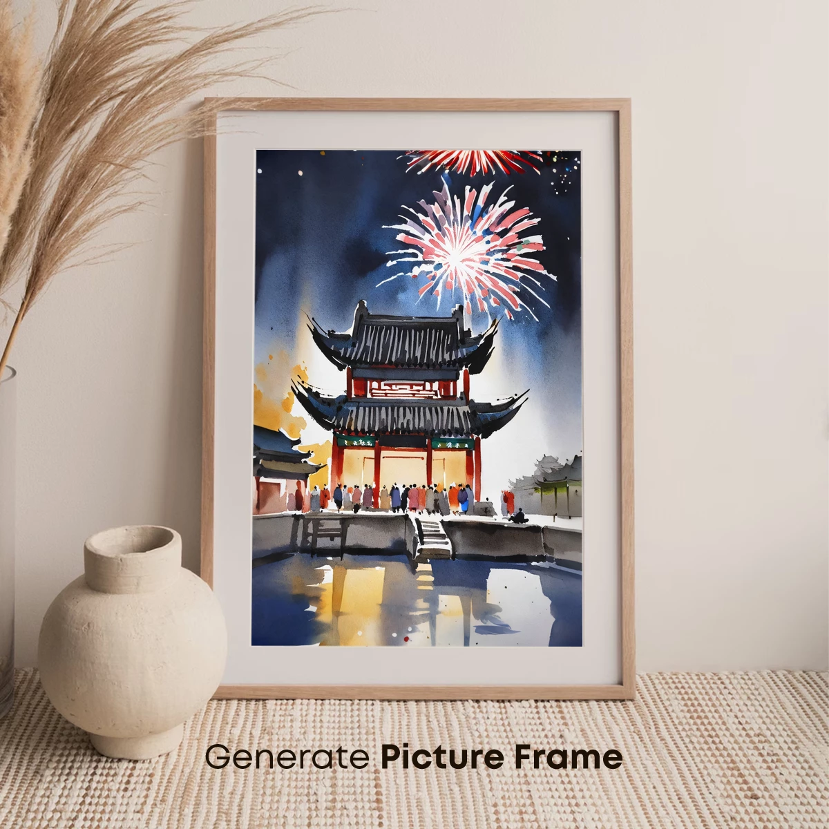 Festive Pagoda Under Fireworks - Image 7