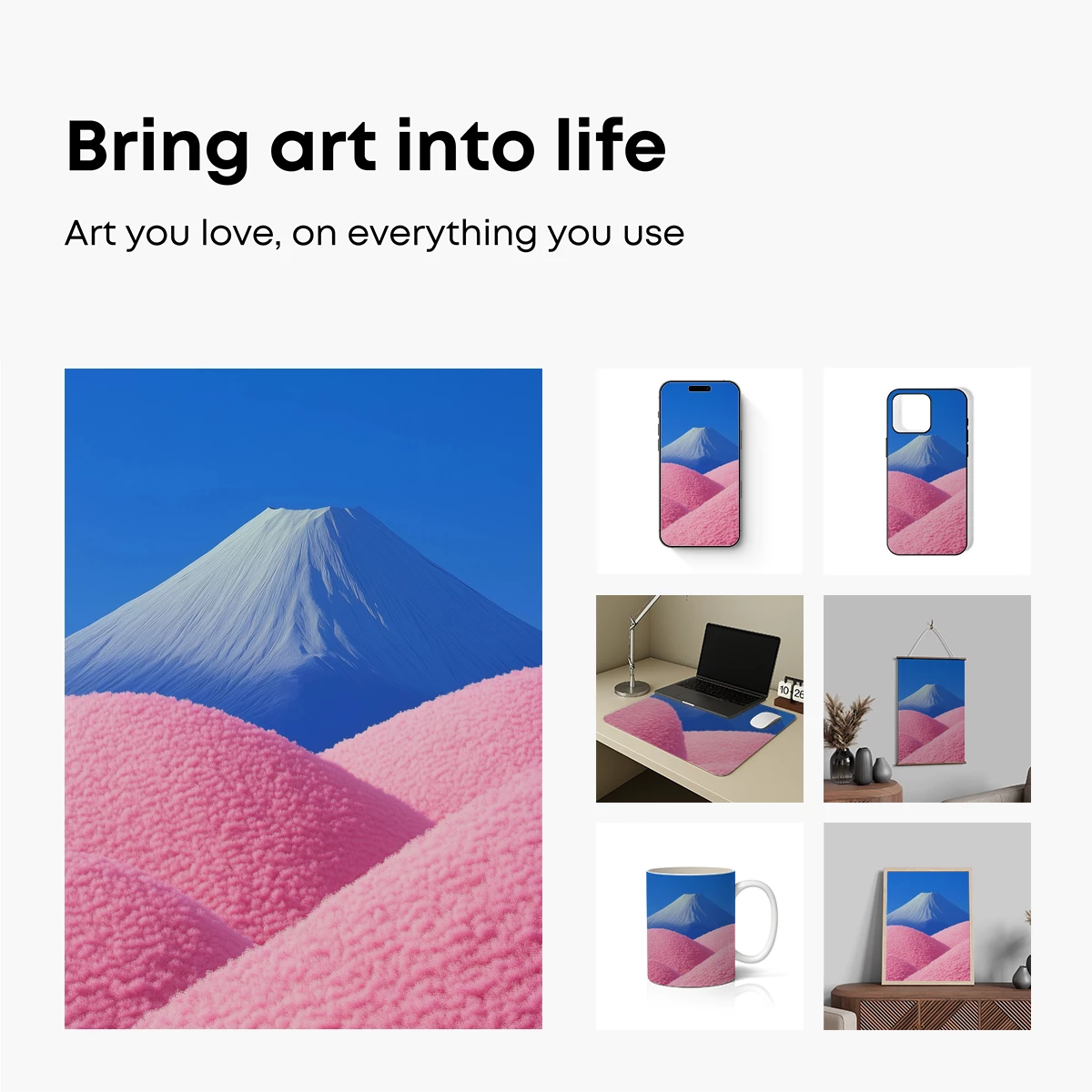 Fujisan in Pink Fluff: A Surreal Landscape - Image 2
