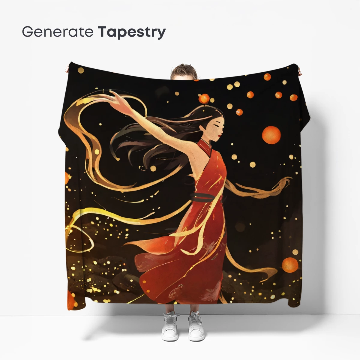 Ethereal Dance of Light: Ribbon-Wrapped Figure in Radiance - Image 5