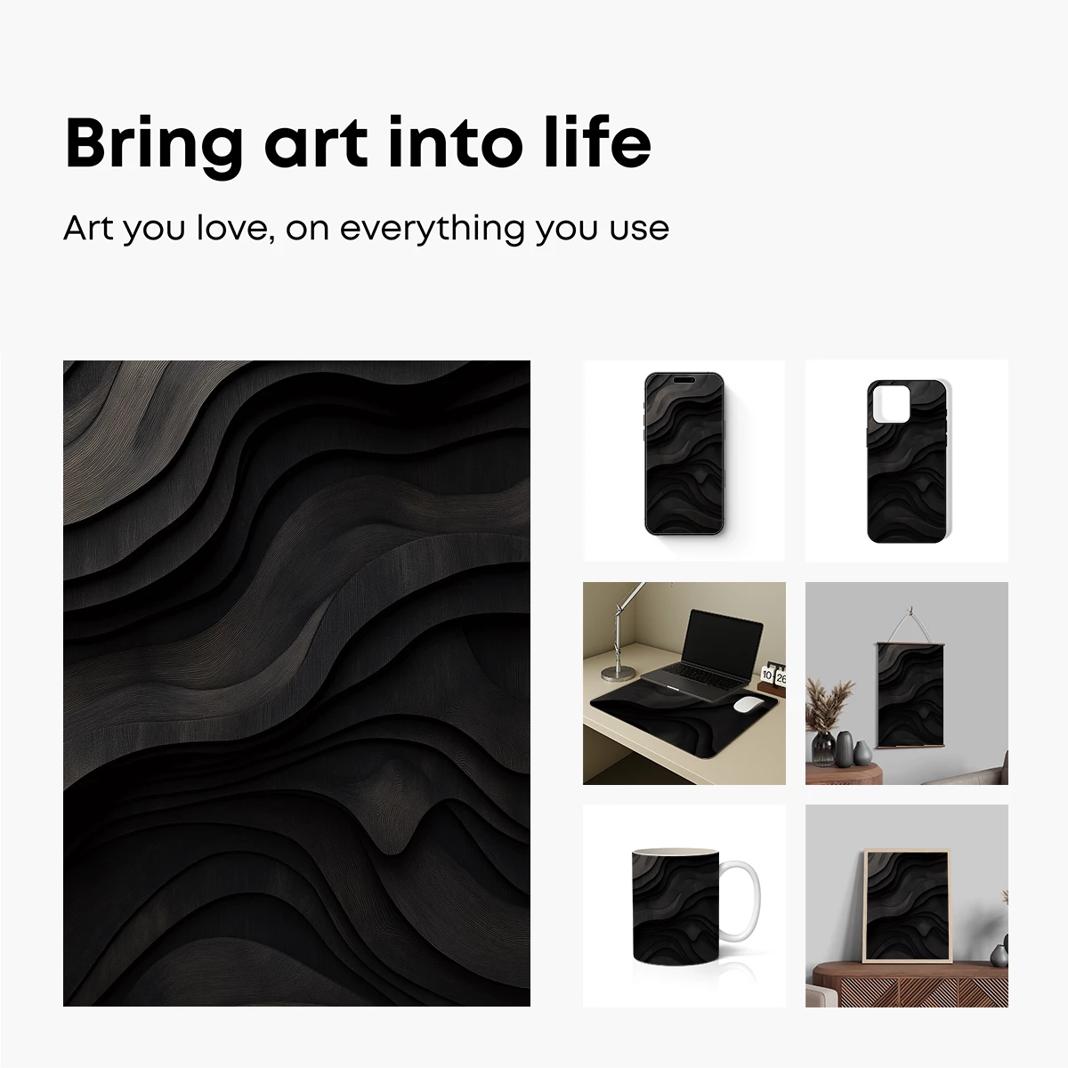 Ethereal Black Waves: A Textured Odyssey