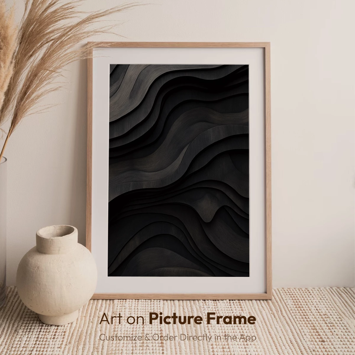 Ethereal Black Waves: A Textured Odyssey - Image 6