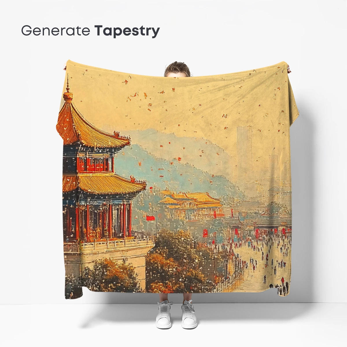 Autumnal Pagoda Dream: Urban Fusion Art - Image 5