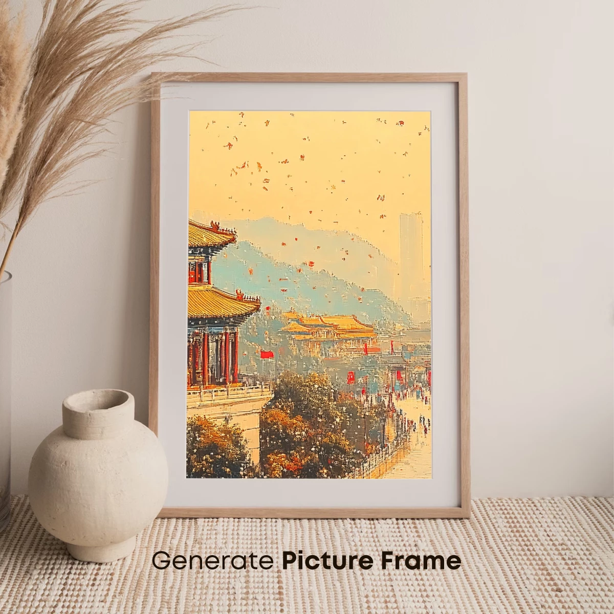 Autumnal Pagoda Dream: Urban Fusion Art - Image 7