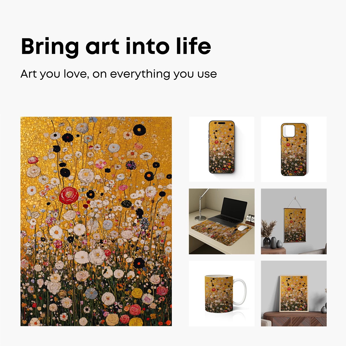 Gilded Floral Symphony: Klimt's Garden Reimagined