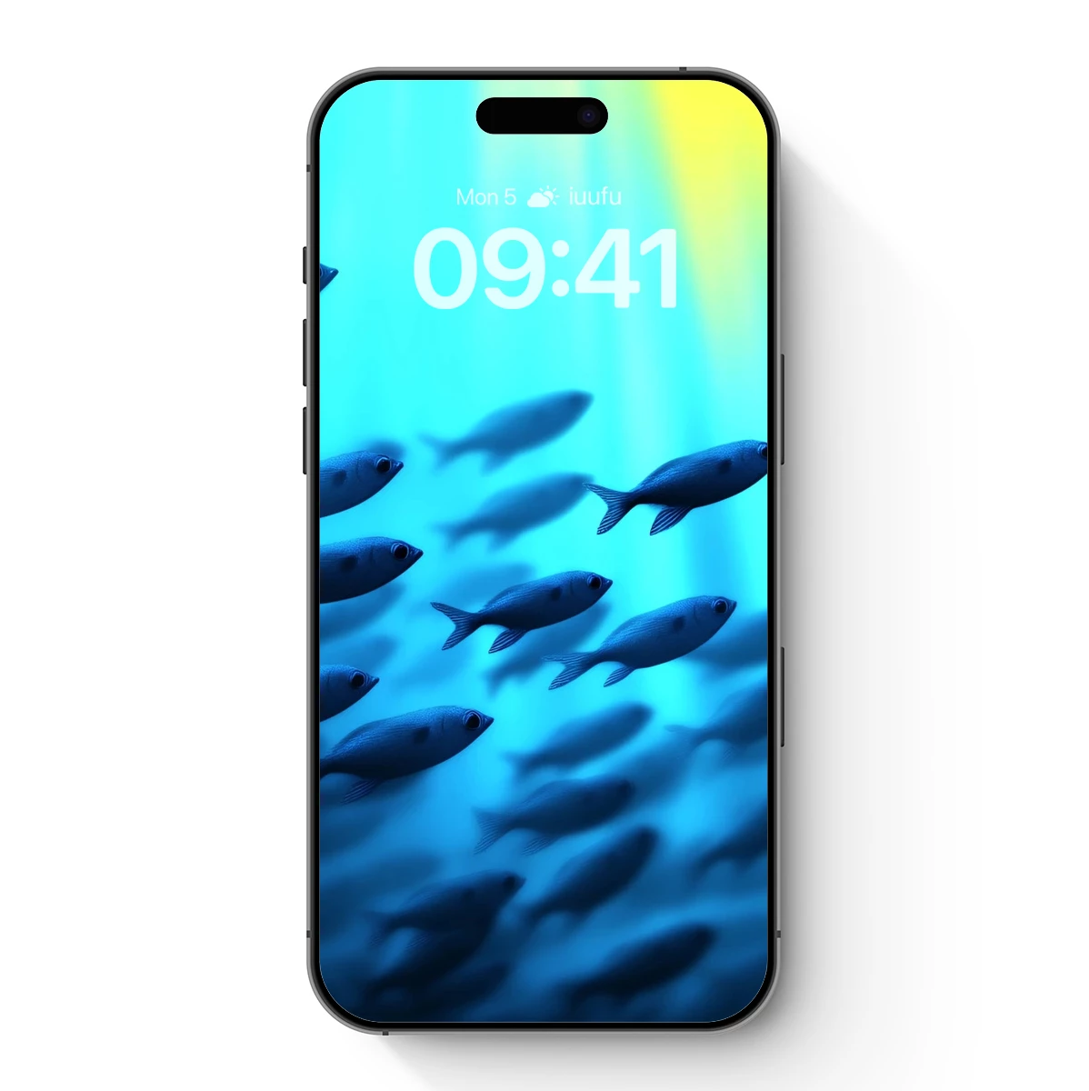 Blue Depths: A School of Fish in Radiant Light