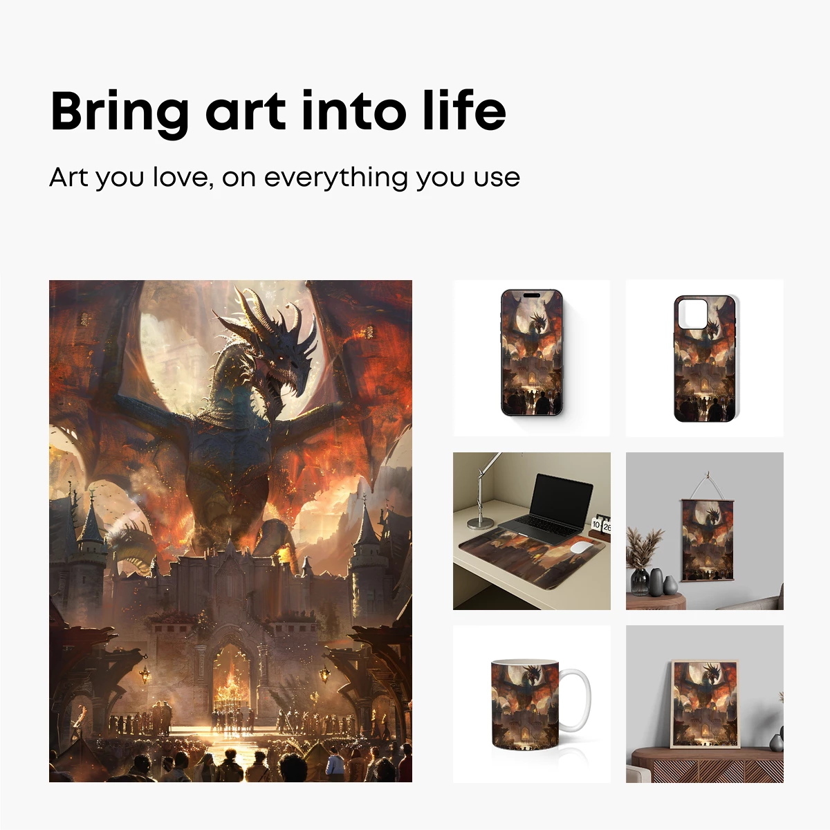 Dragon's Dawn Over Gothic Castle - Image 2