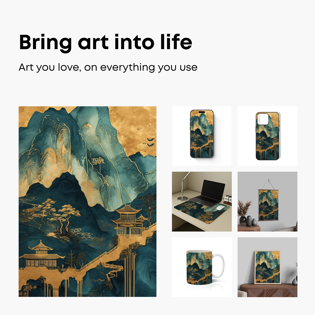 Golden Pagodas in Azure Mountains - Image 2