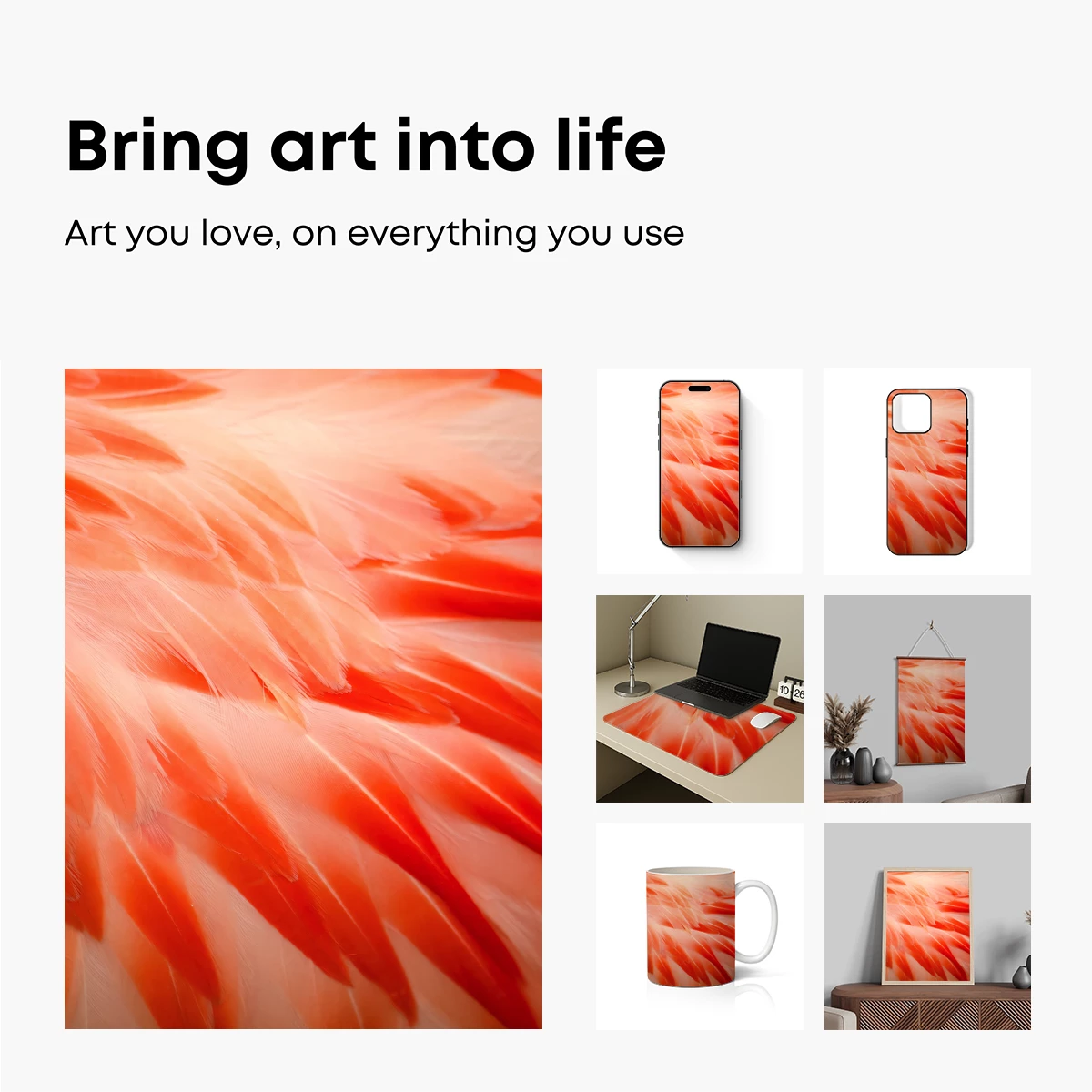 Coral Feather Symphony: Textured Elegance - Image 2