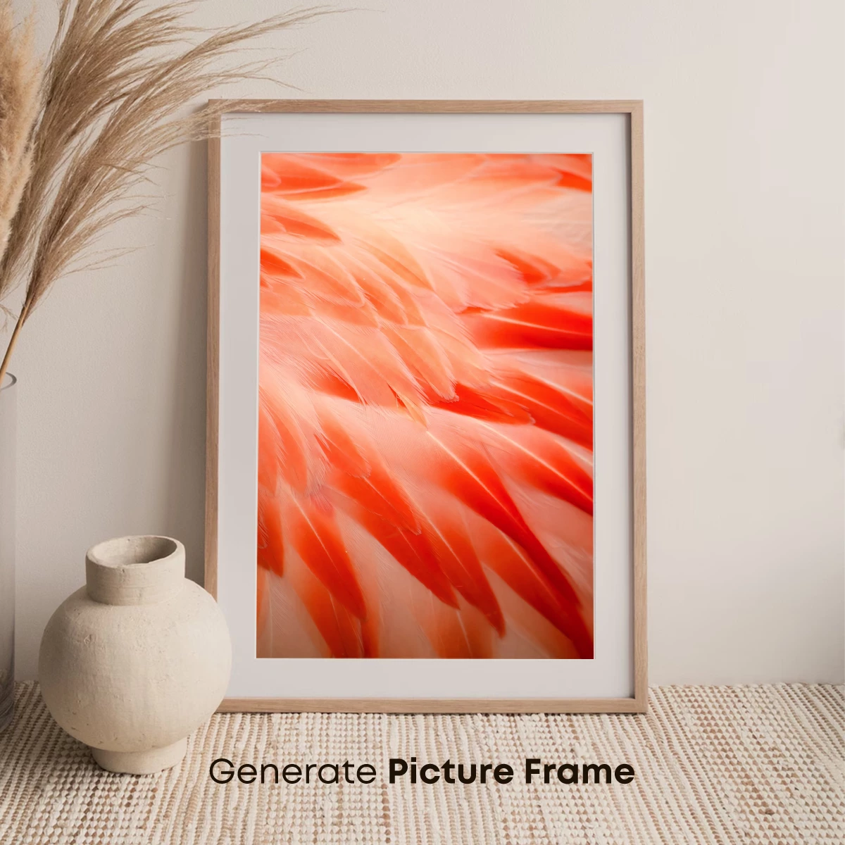 Coral Feather Symphony: Textured Elegance - Image 7