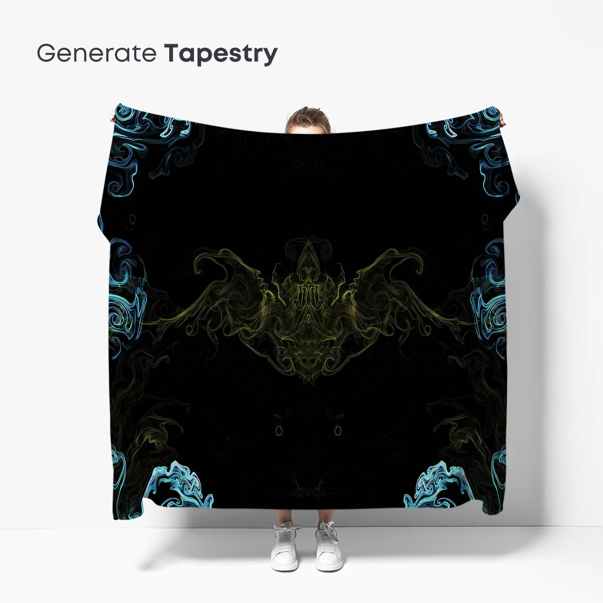 Ethereal Smoke Mirrors: Blue and Gold Symmetry - Image 5