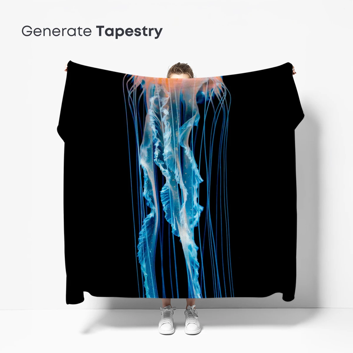 Luminous Jellyfish: Ethereal Depths in Blue and Orange - Image 5