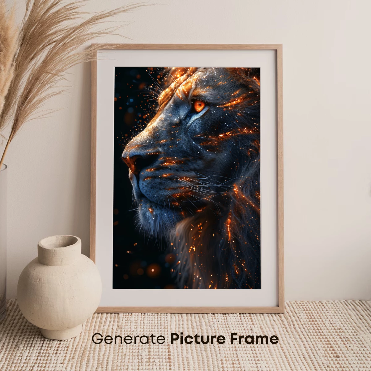 Cosmic Lion: Celestial Majesty in Fiery Glow - Image 7