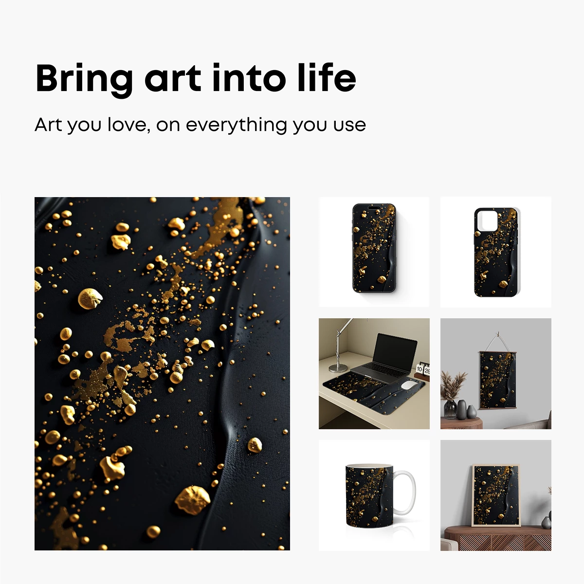 Golden Droplets on Midnight Black - Image 2