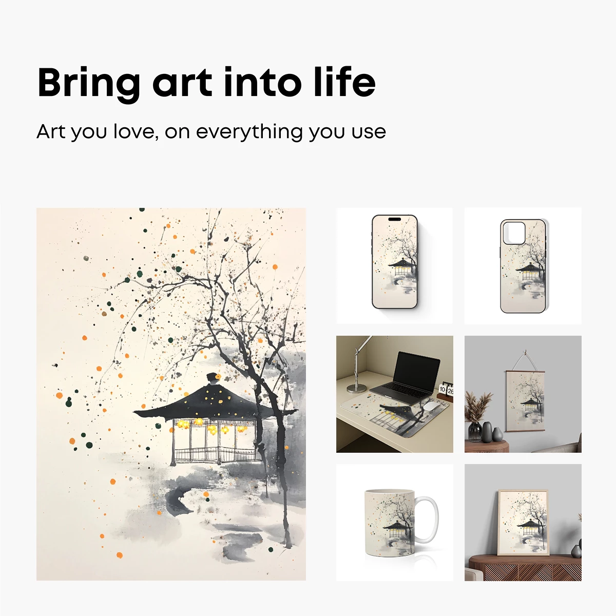 Autumnal Gazebo in Ink Splatter - Image 2
