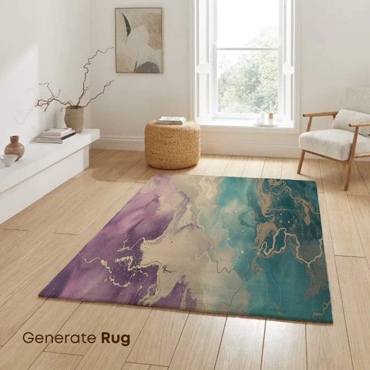 Ethereal Tides: Teal and Violet Abstract Fusion - Image 6