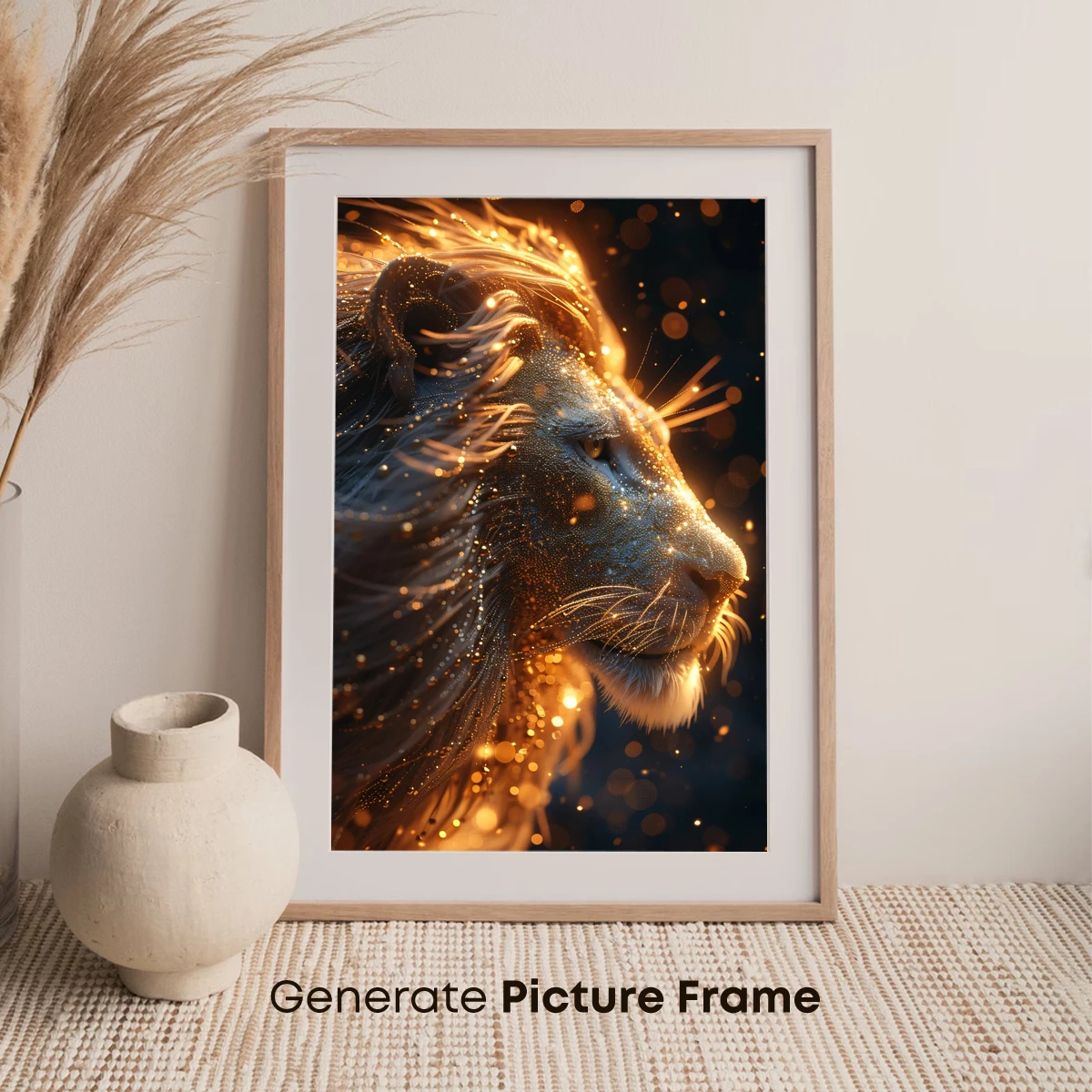 Golden Lion's Radiance: A Sparkling Digital Masterpiece - Image 7