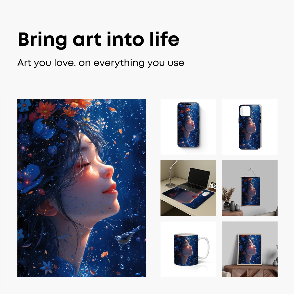 Enchanted Floral Dream: Ethereal Profile in Bloom - Image 2