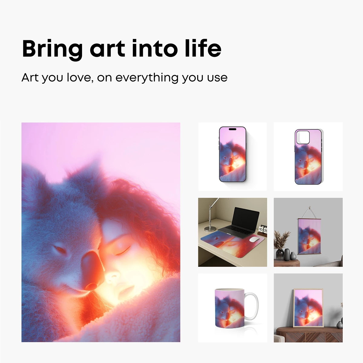 Neon Embrace: Human and Koala in Dreamy Harmony - Image 2